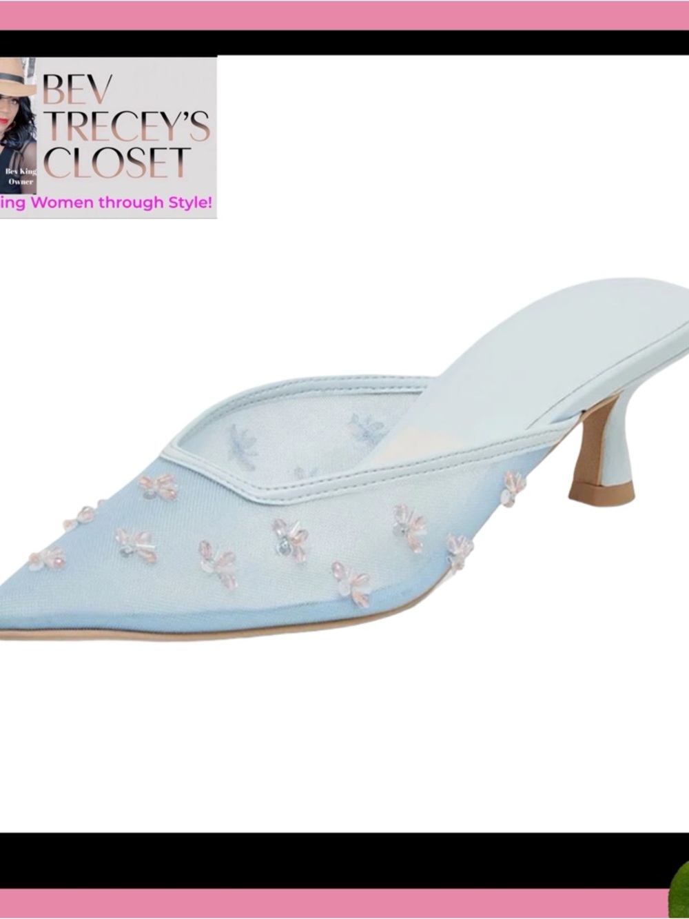 Dolce Vita Claire Pearl Elegant Light Blue Embellished Mule Heels - Women